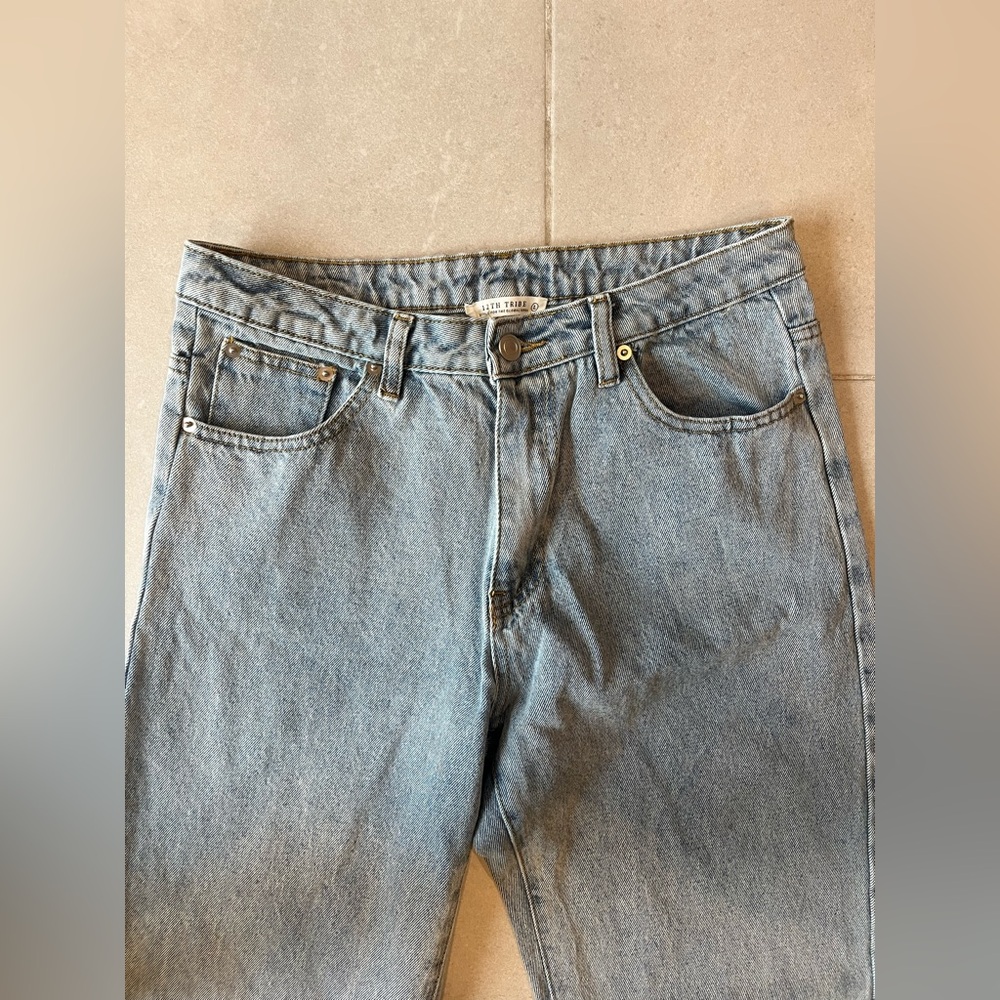 12th Tribe wide leg jeans with split hem - Picture 2 of 5
